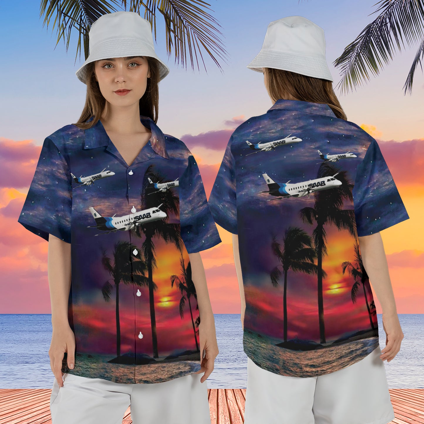 Saab 340 And Saab 2000 Hawaiian Shirt For Women