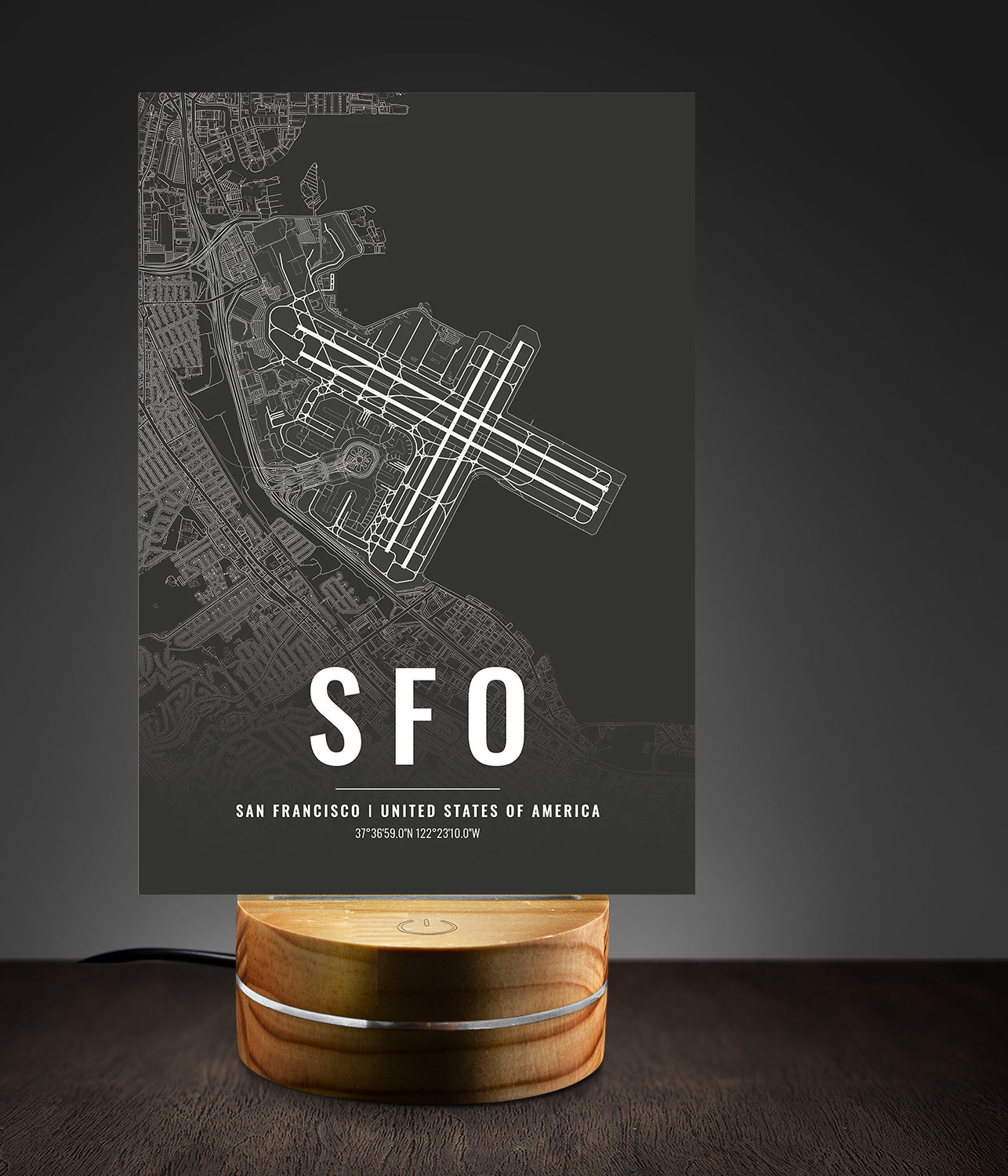 San Francisco International Airport Custom Shape Photo Night Light