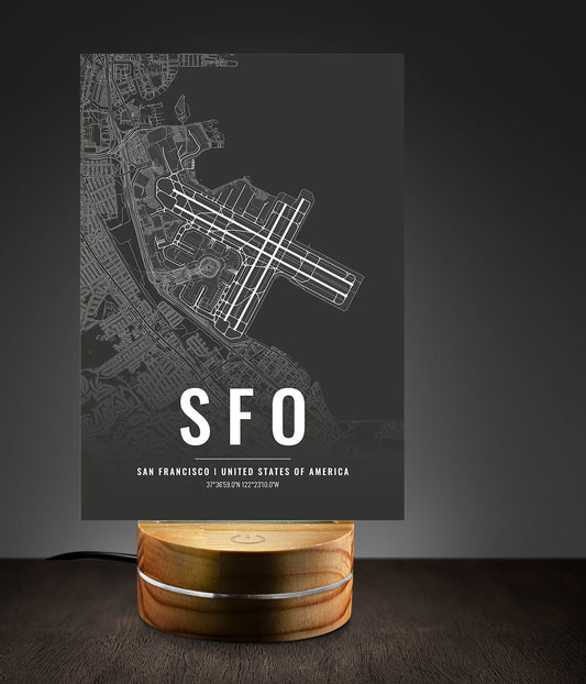 San Francisco International Airport Custom Shape Photo Night Light