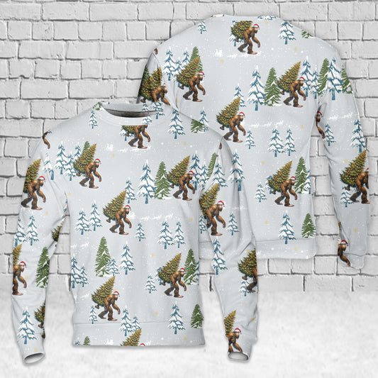 Santa Bigfoot Christmas AOP Sweater