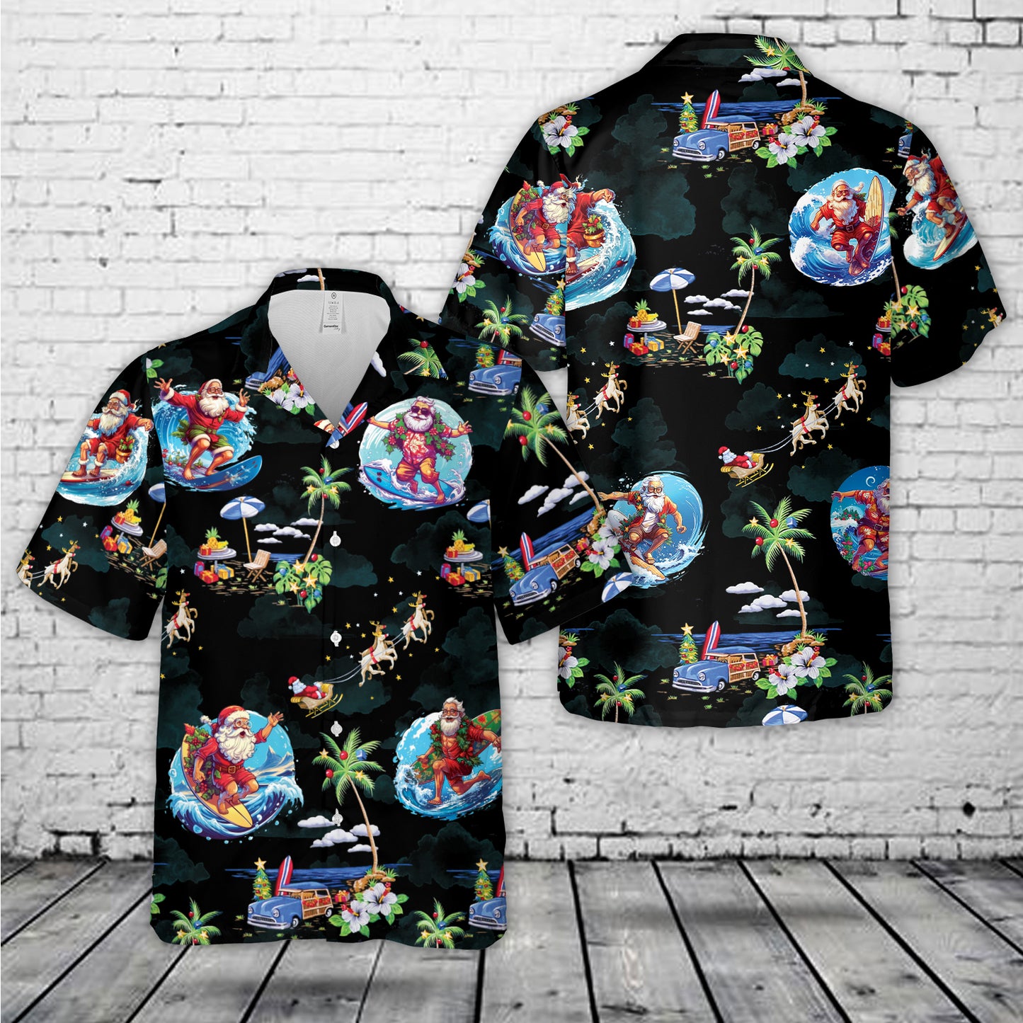 Santa Claus Surfing Christmas Hawaiian Shirt