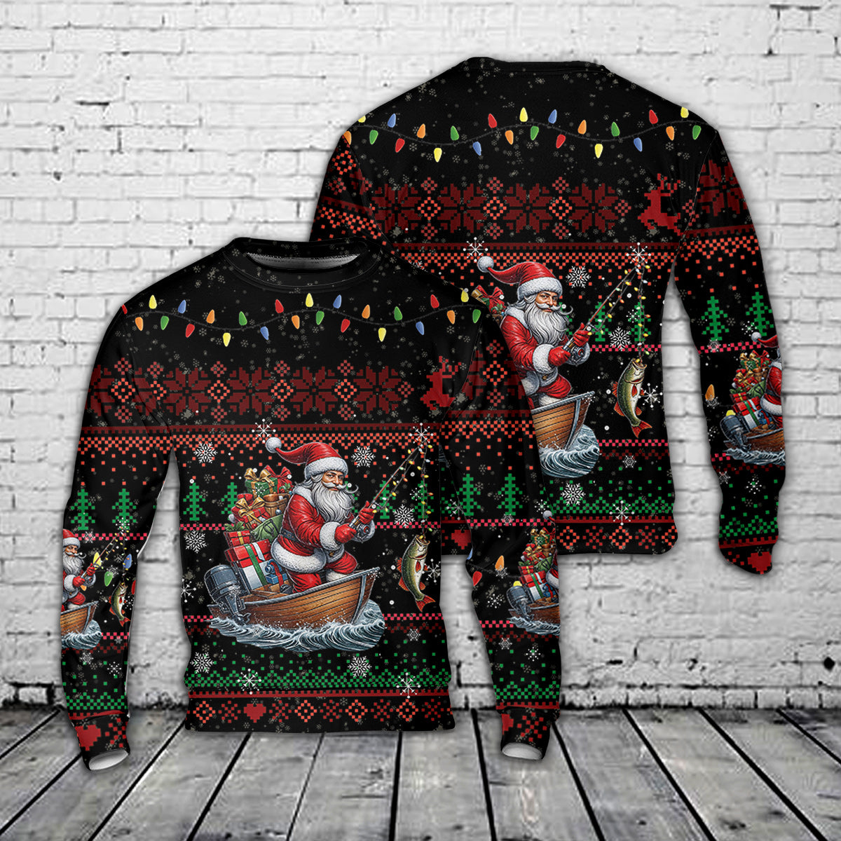 Santa Fishing Christmas Sweater