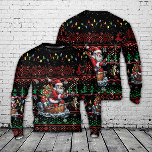 Santa Fishing Christmas Sweater