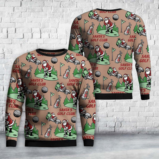 Santa Golf Christmas Christmas AOP Sweater