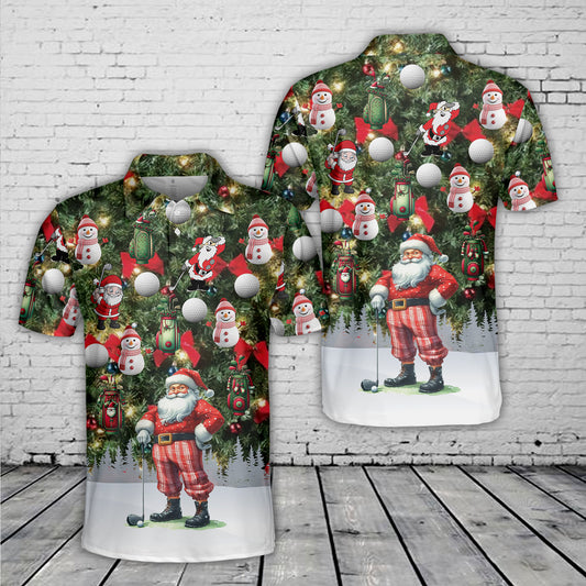 Santa Golfer Christmas Polo Shirt