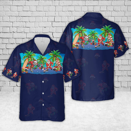 Santa Hockey Christmas Hawaiian Shirt