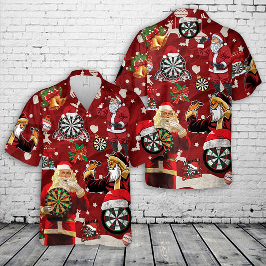 Santa Playing Darts Christmas Hawaiian Shirt