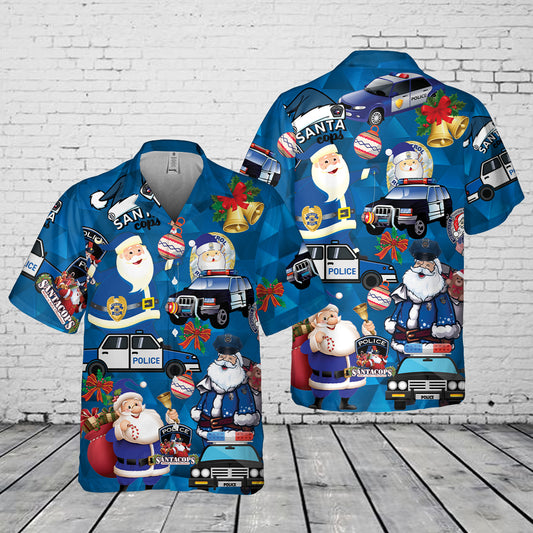 Santa Police Christmas Pocket Hawaiian Shirt