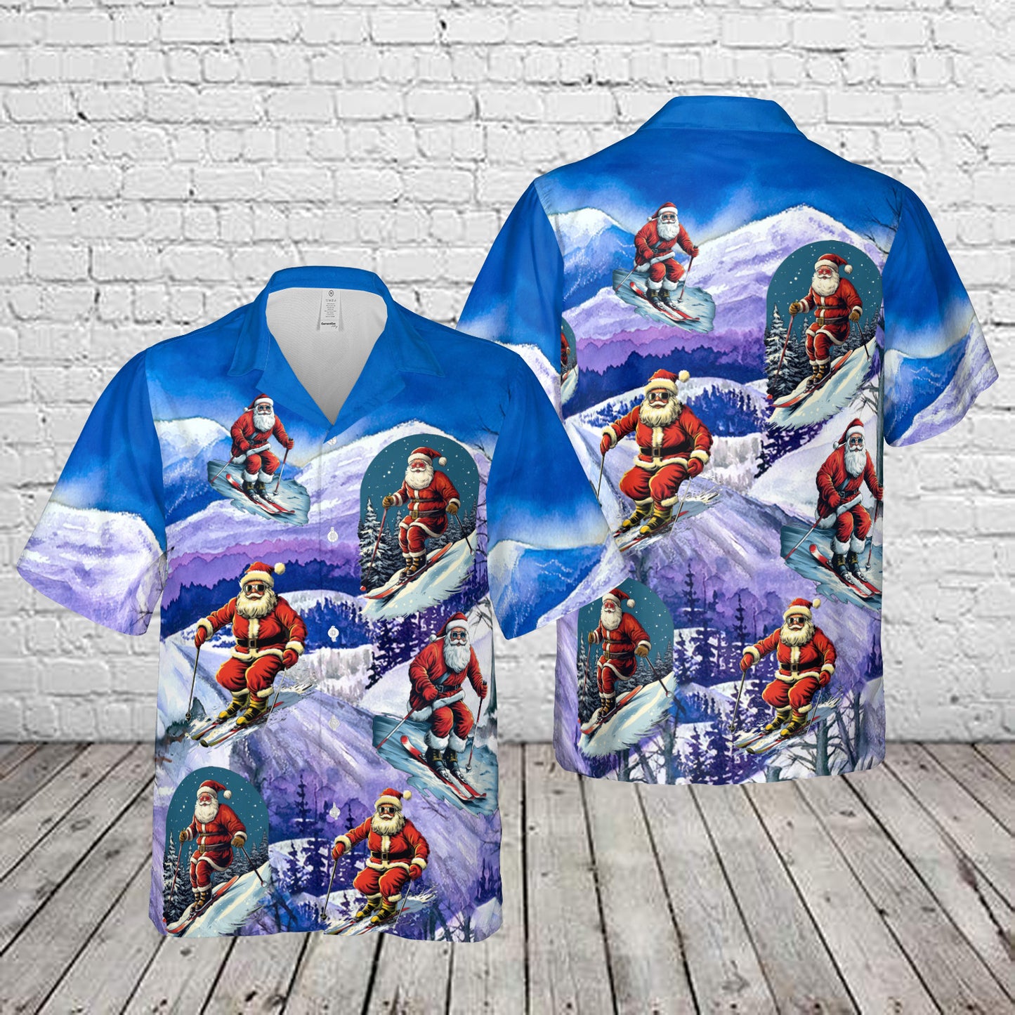 Santa Skiing Christmas Hawaiian Shirt