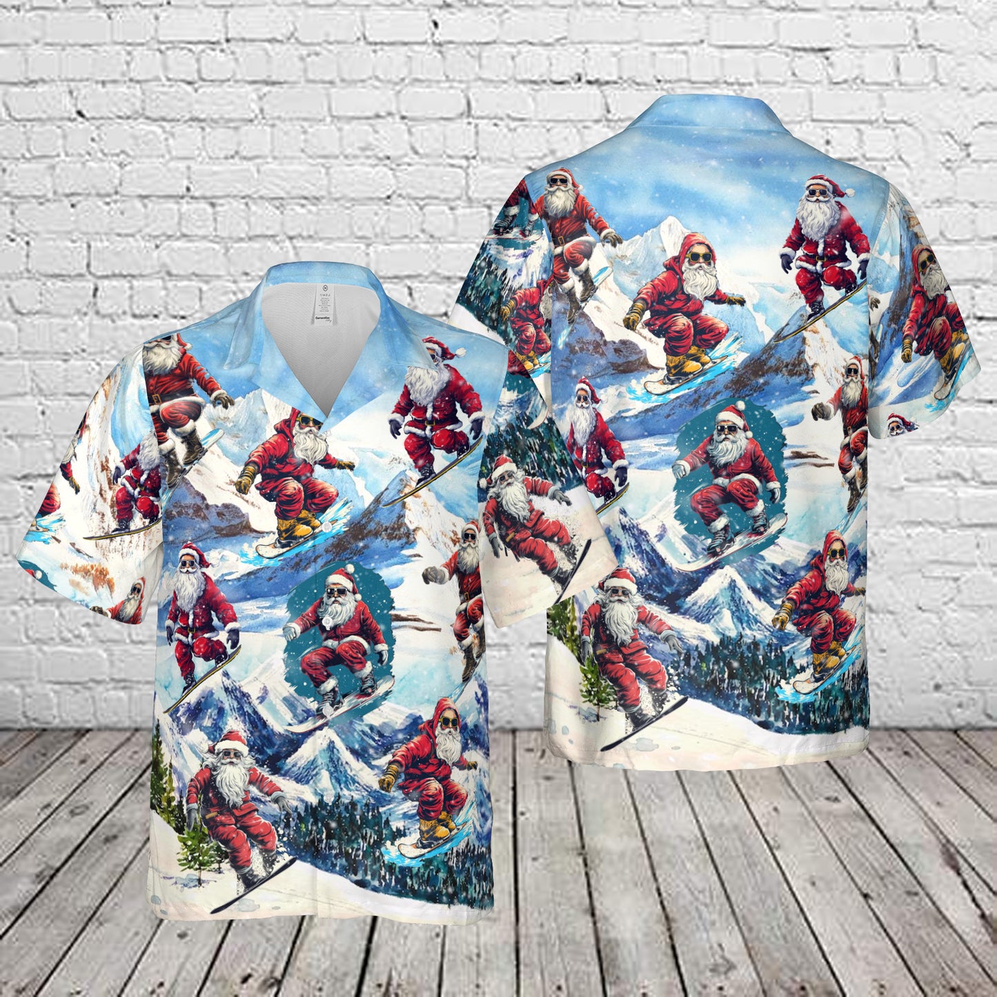 Santa Snowboarding Christmas Hawaiian Shirt