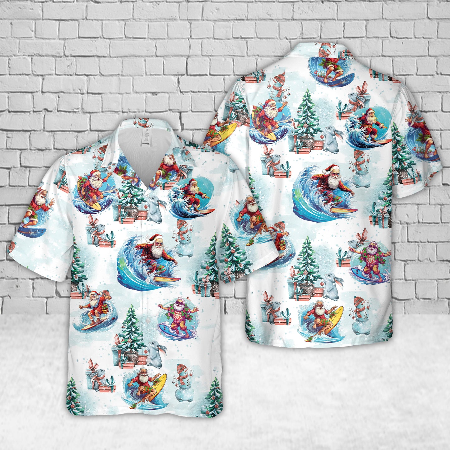 Santa Surfing Tropical Christmas Hawaiian Shirt