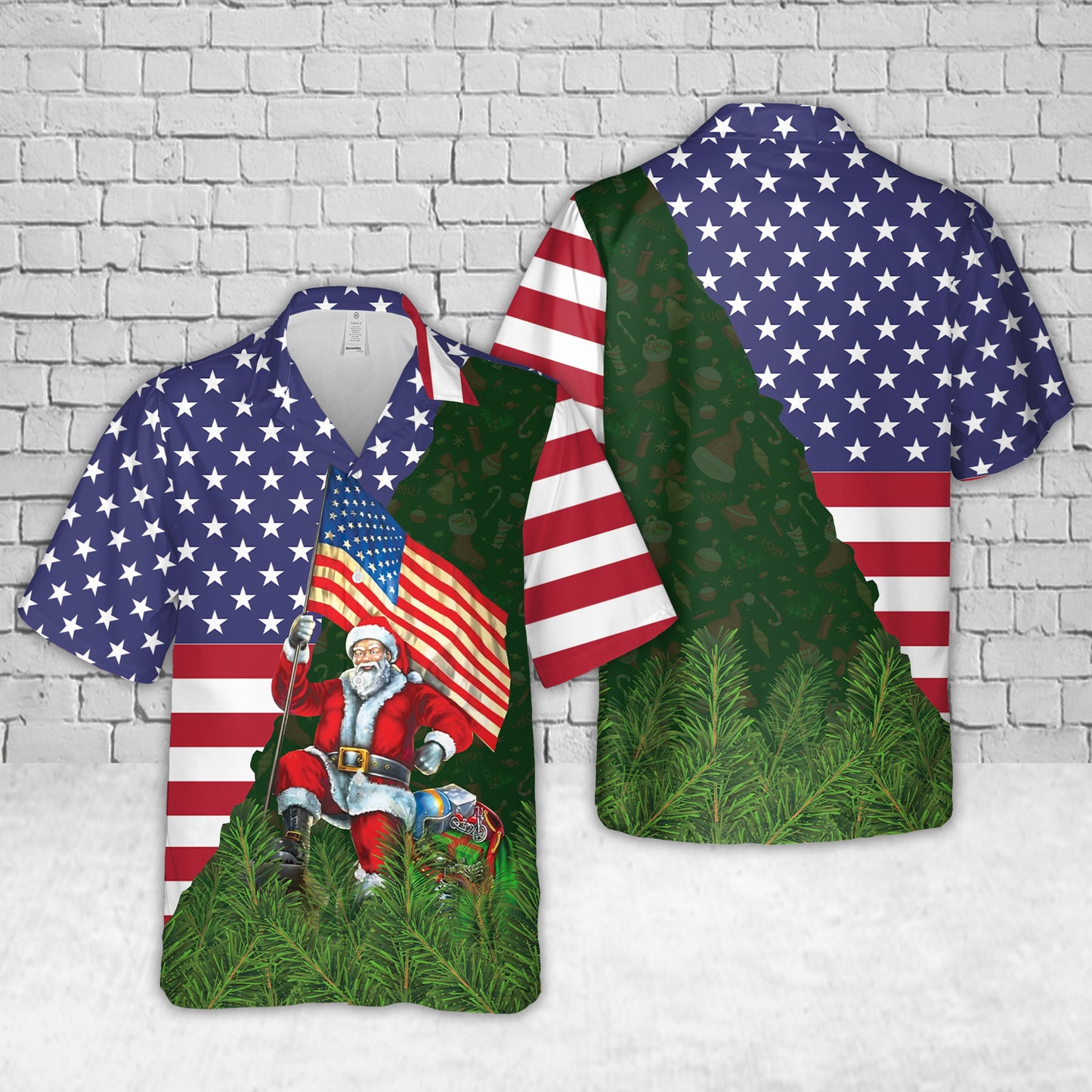 Santa Usa Flag Christmas Hawaiian Shirt