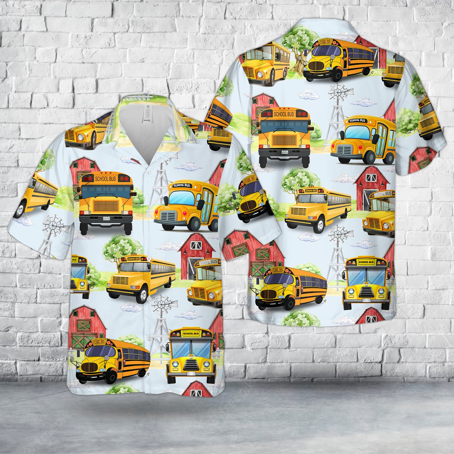School Bus Hawaiian Shirt