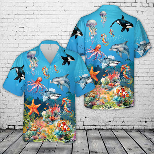 Sea Creatures Ocean Hawaiian Shirt