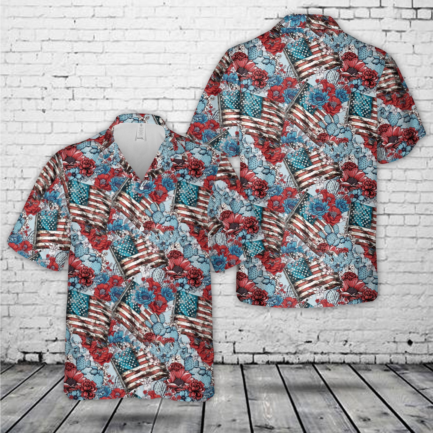 Seamless Pattern Patriotic Cactus Hawaiian Shirt