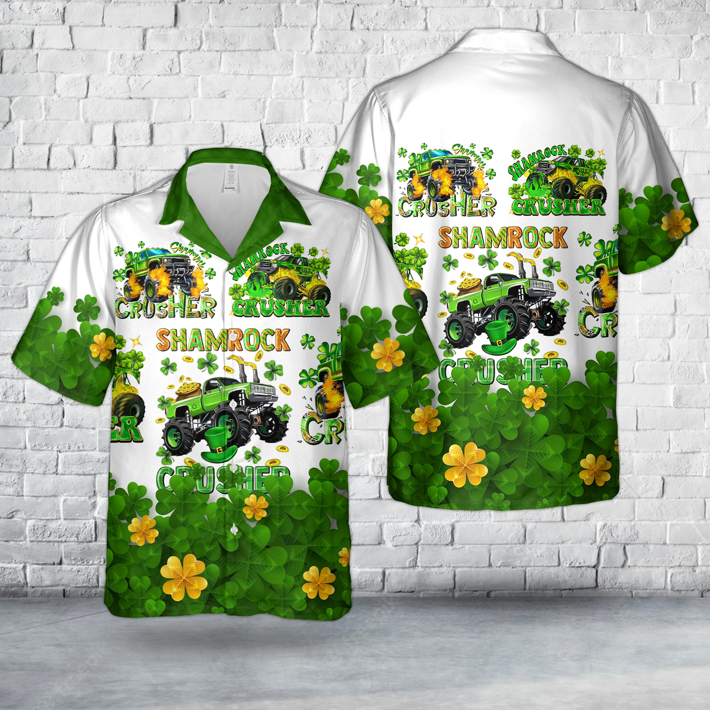 Shamrock crusher, St. Patrick's Day Hawaiian Shirt