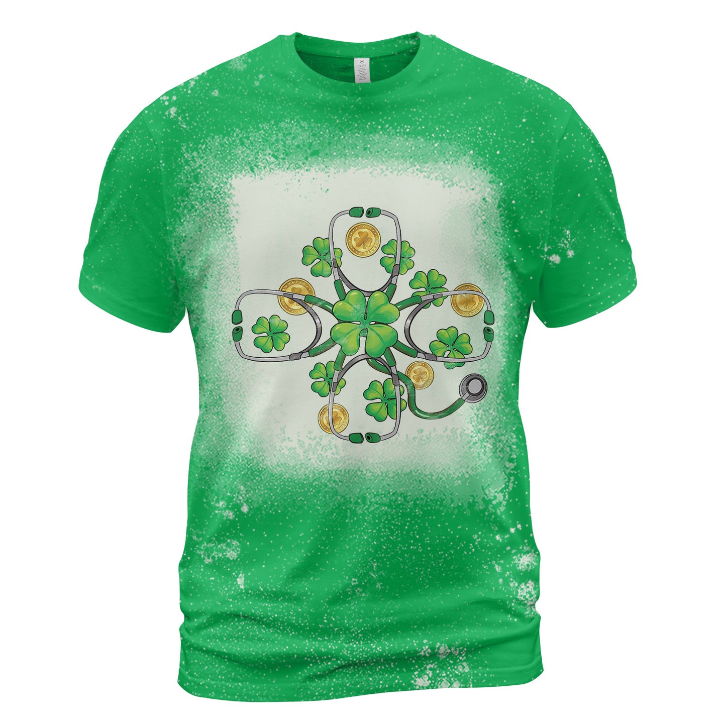 Shamrock stethoscope St. Patrick's Day Bleached T-Shirt
