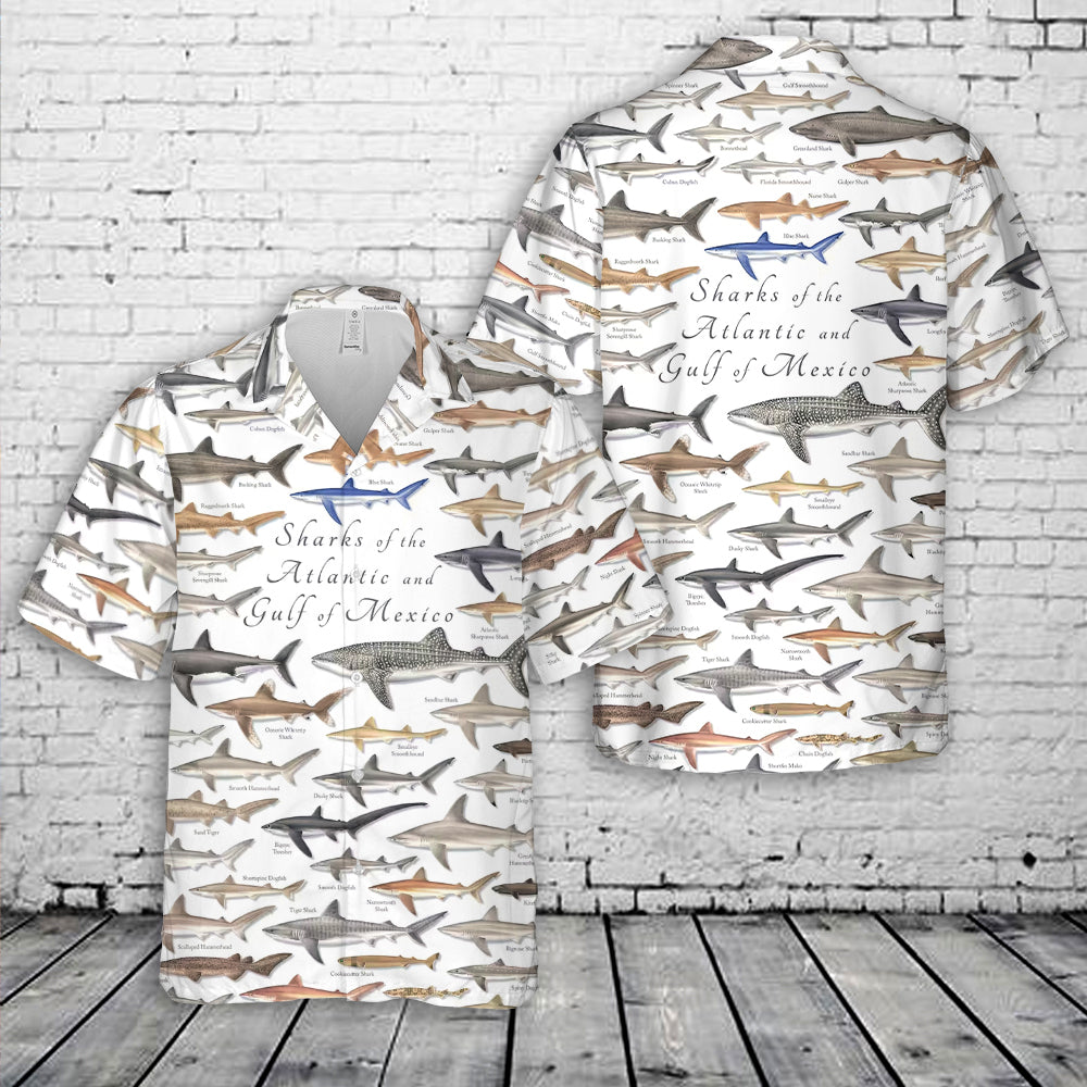 Sharks of the Atlantic and Gulf of Mexico Hawaiian Shirt