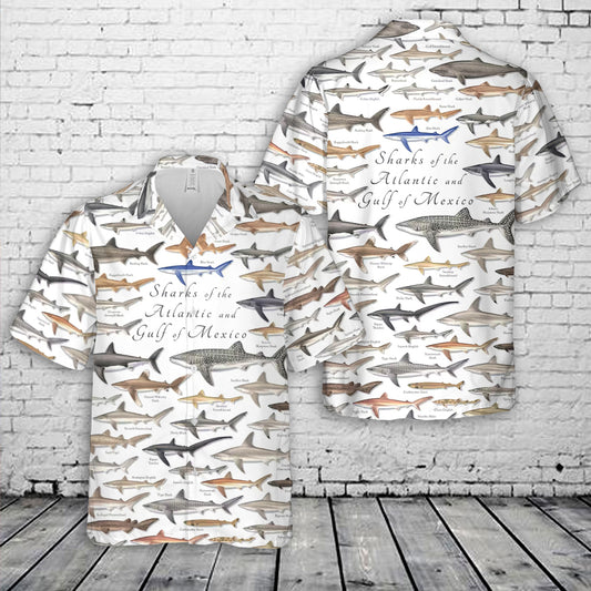 Sharks of the Atlantic and Gulf of Mexico Hawaiian Shirt