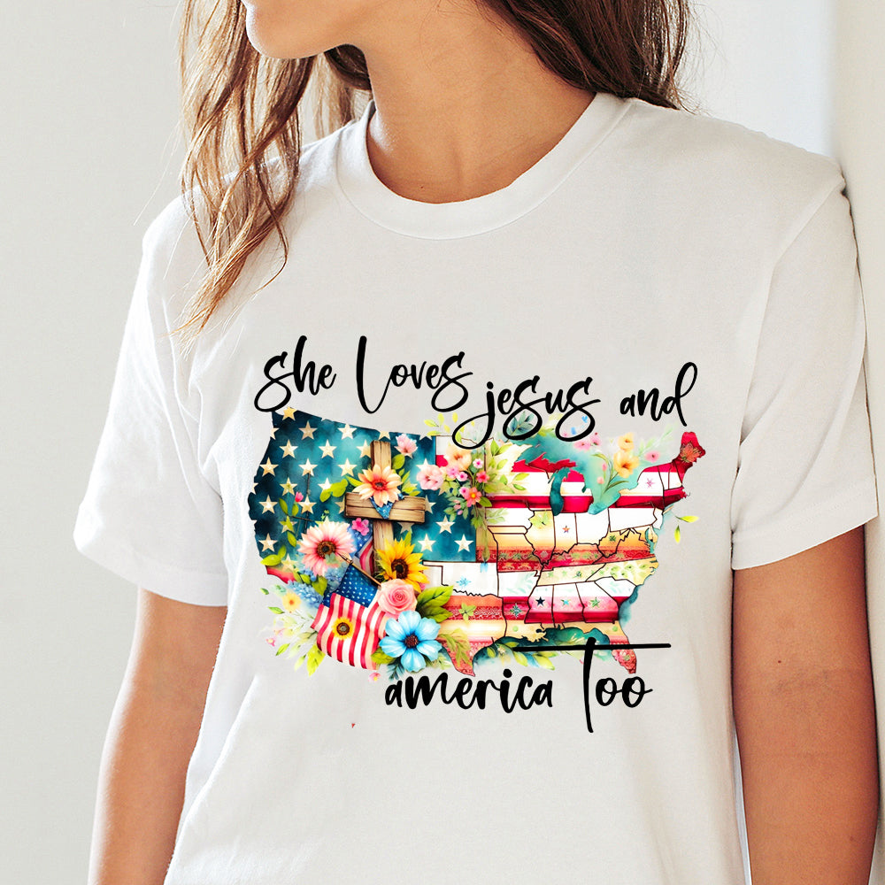 She Loves Jesus and America Too Classic Unisex T-Shirt Gildan 5000 (Made In US) DLTT0306PT03