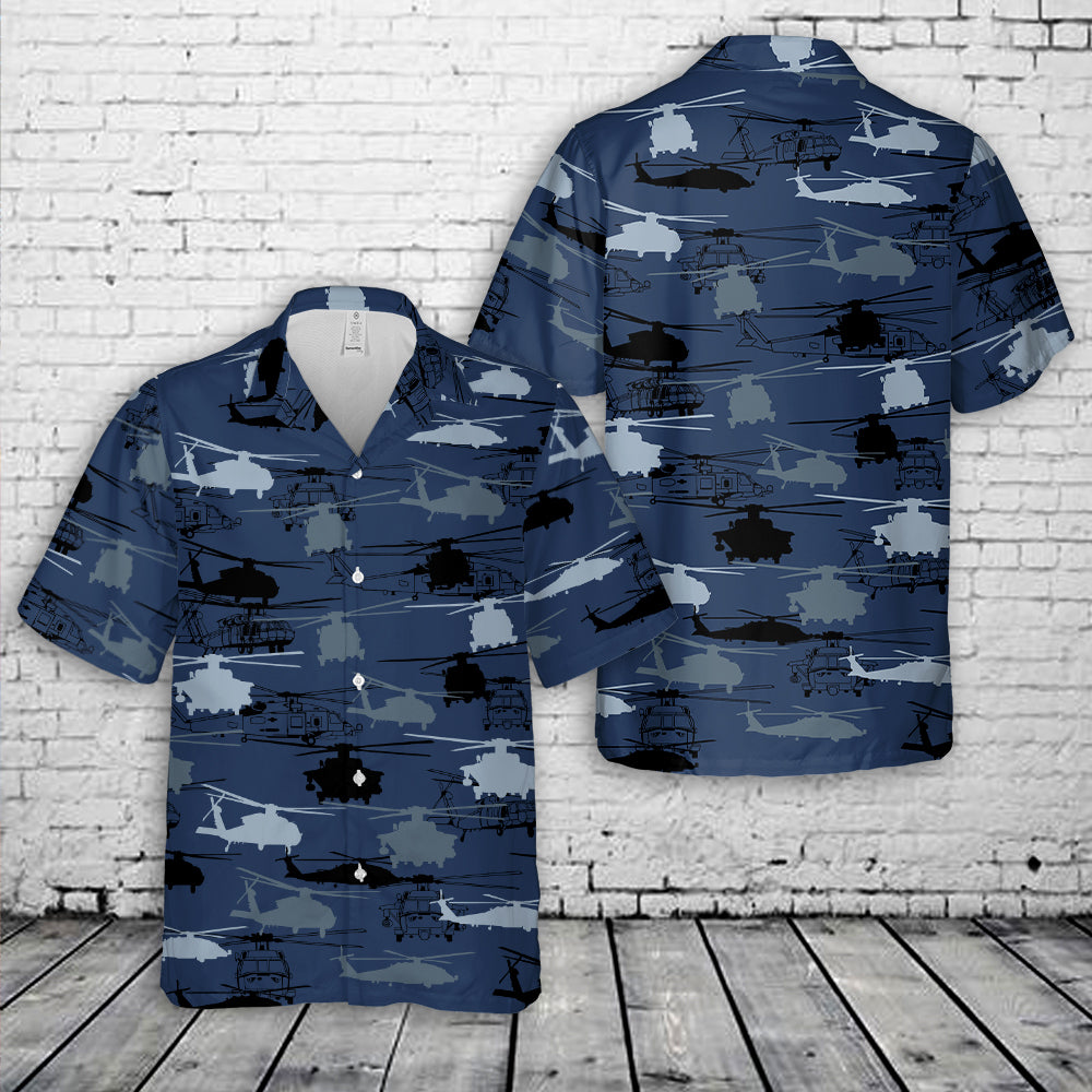 Sikorsky SH-60 Seahawk Silhouette Hawaiian Shirt