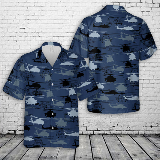 Sikorsky SH-60 Seahawk Silhouette Hawaiian Shirt