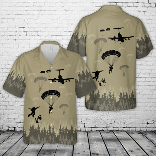 Skydivers Army Men Paratrooper Silhouettes Hawaiian Shirt