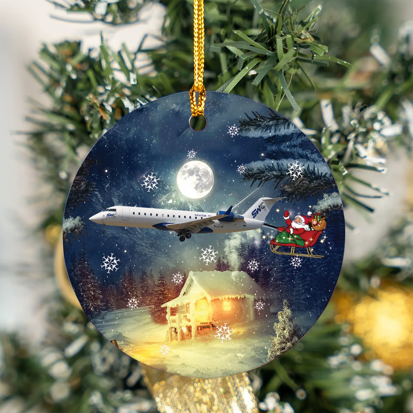 Skywest Charter CRJ-200 Christmas Ceramic Ornament