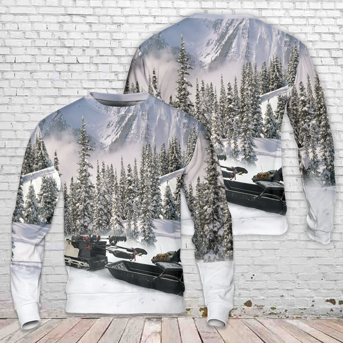 Snowmobile Ice Fishing Christmas Sweater