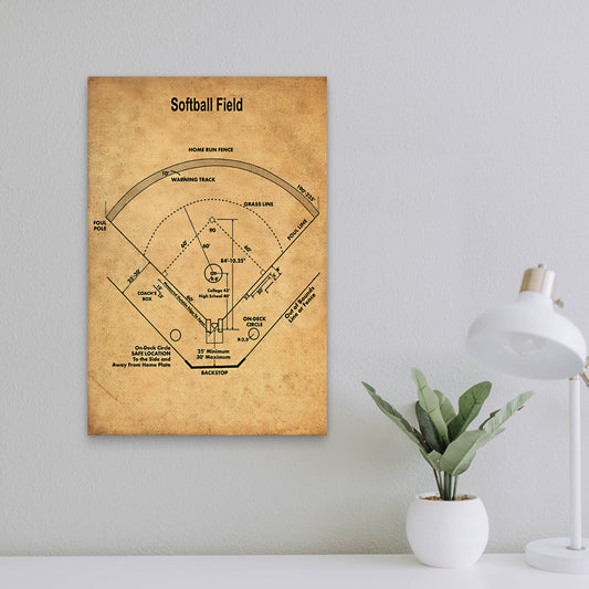 Softball Field Diagram Vertical Canvas