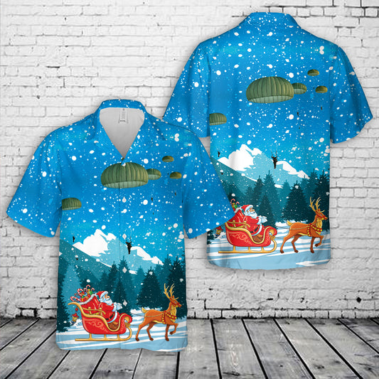 Soldiers from 3rd Battalion, the Royal Canadian Regiment Mike Company parachute from a C130J Hercules aircraft Christmas Hawaiian Shirt