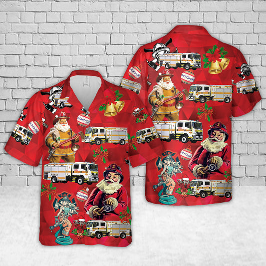 South Australia Country Fire Service (SACFS) Pumper Isuzu FTR 150-260 Christmas Hawaiian Shirt