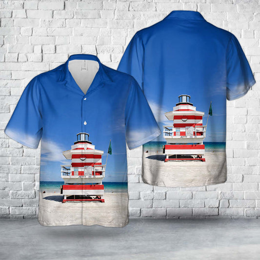 South Beach Jetty Lifeguard Tower Hawaiian Shirt