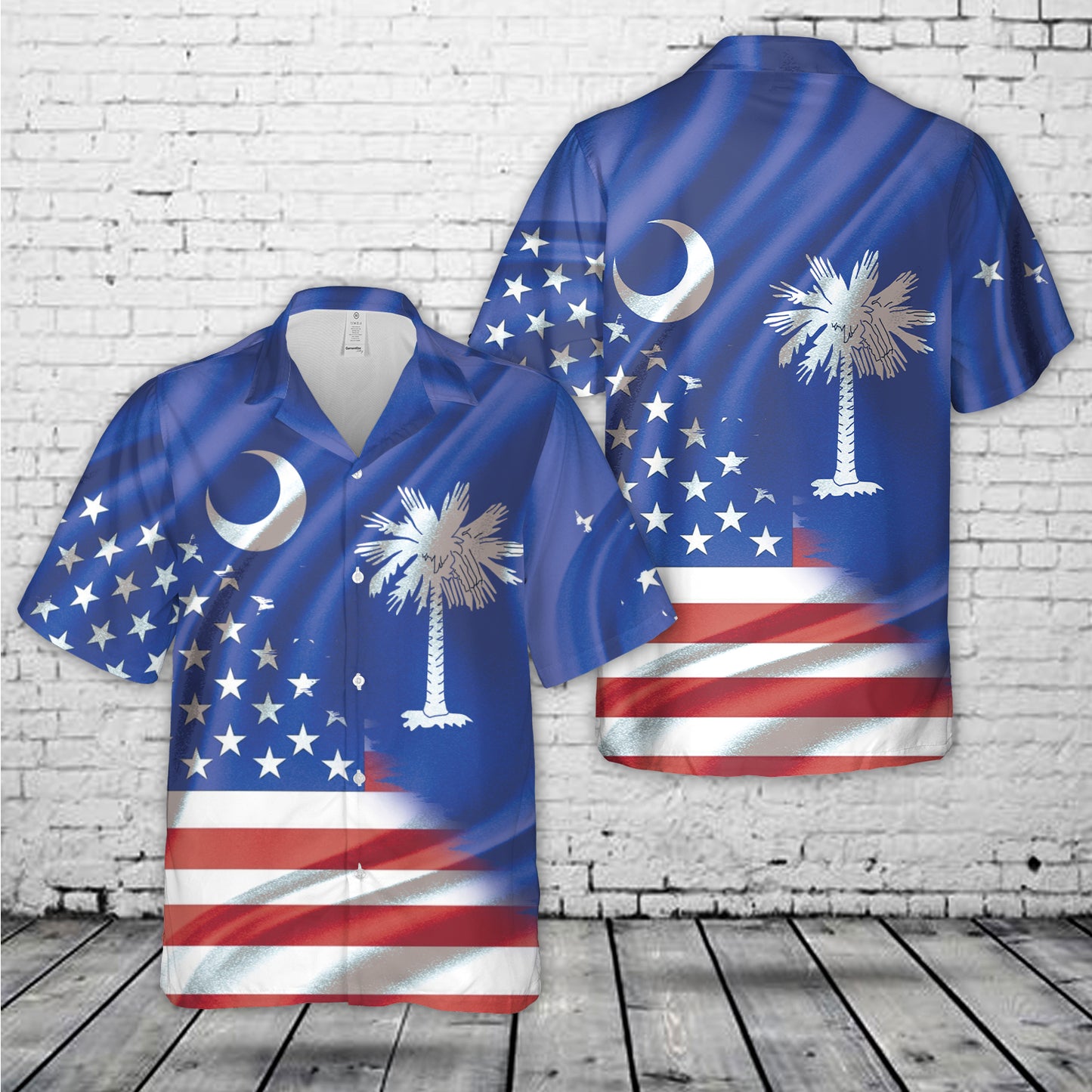 South Carolina State And American Flag Hawaiian Shirt