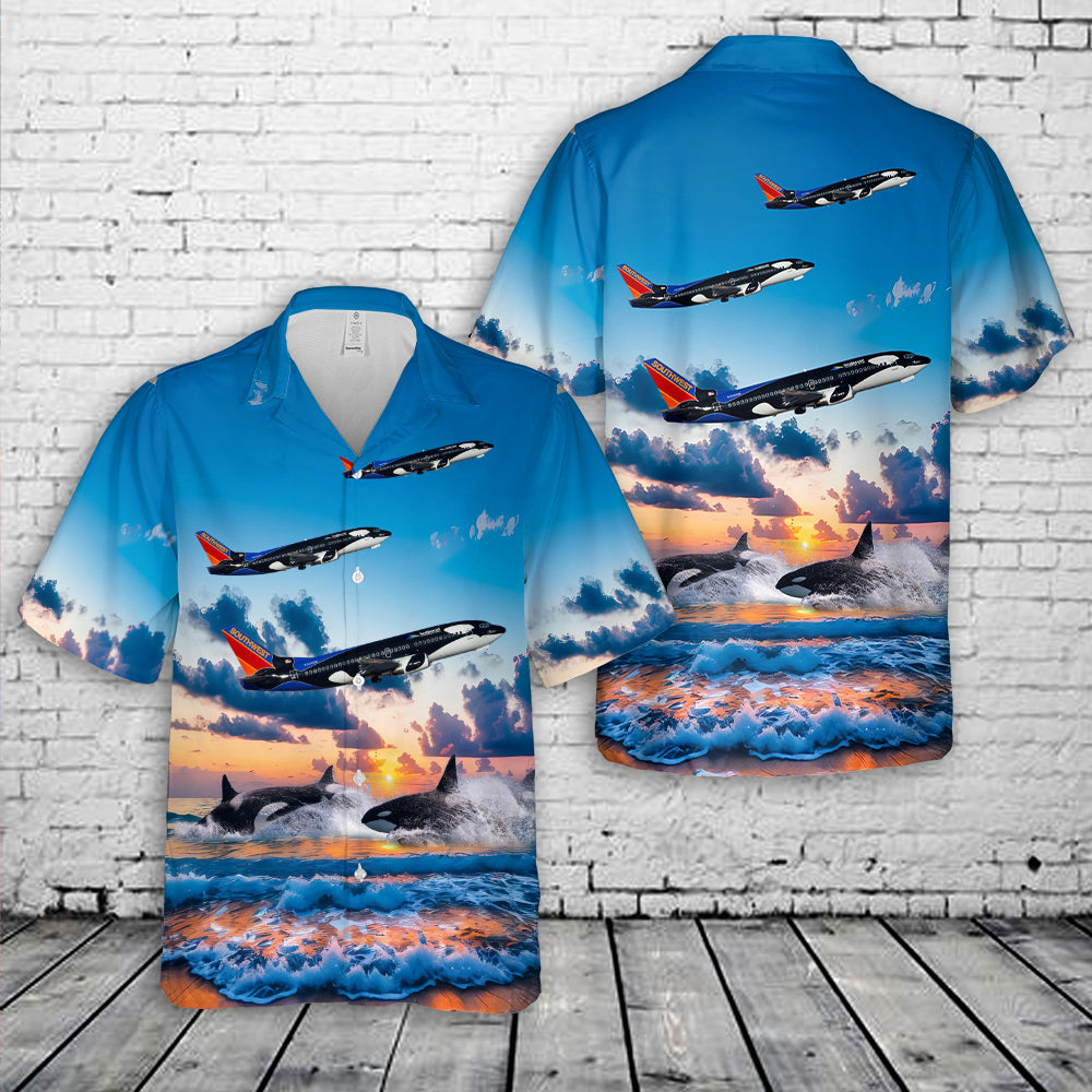 Southwest Airlines Shamu Boeing 737-3H4 Hawaiian Shirt