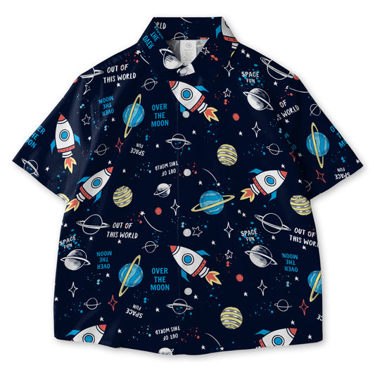 Space Seamless AOP Youth Button Down Shirt