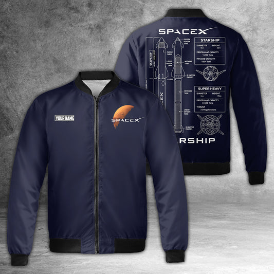 Spacex Starship Model BluePrint Bomber Jacket