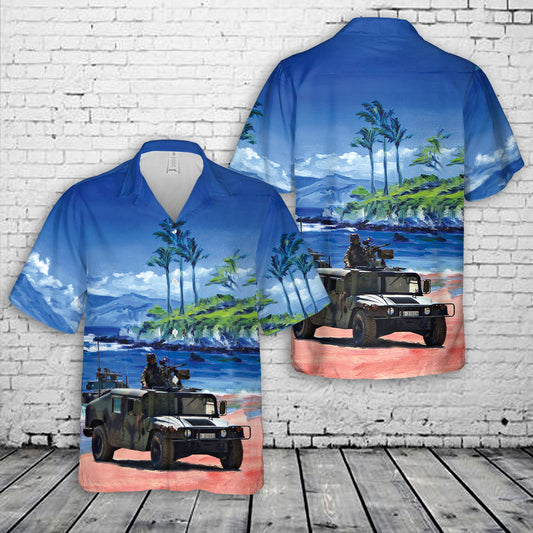 Spanish Marine Humvee Browning M-2 Hawaiian Shirt