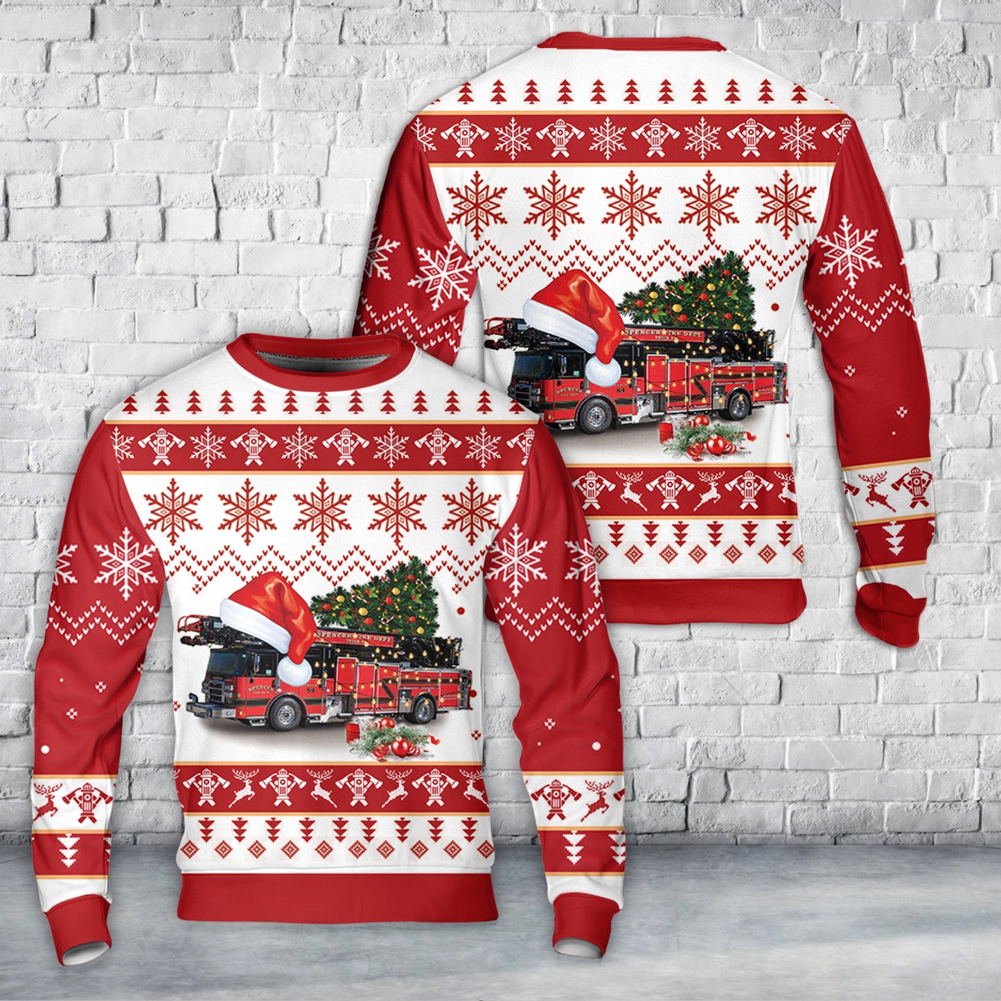 Spencer, Wisconsin, Spencer Fire Department & Ambulance Service Christmas AOP Sweater