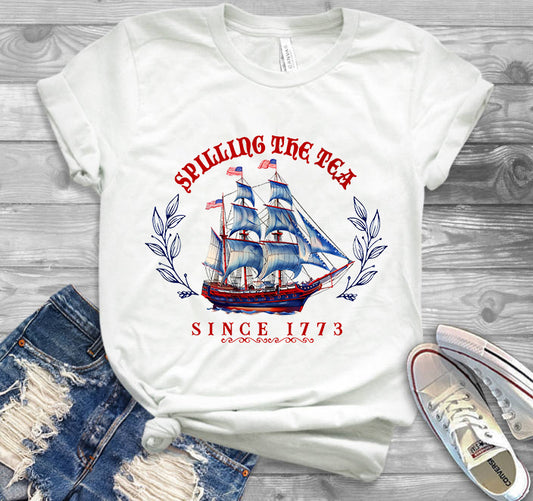 Spilling The Tea Since 1773, 4th Of July Classic Unisex T-Shirt Gildan 5000 (Made In US) DLSI0306PT04