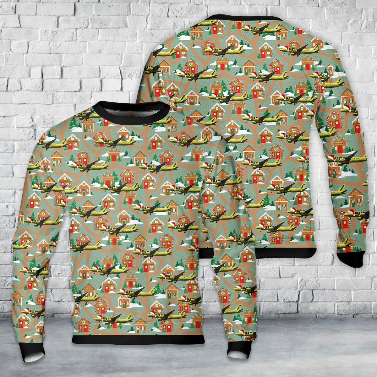 Spirit Airlines Airbus A320-271N Christmas AOP Sweater