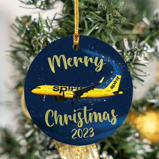 Spirit Airlines Airbus A320-271N Christmas Ceramic Ornament