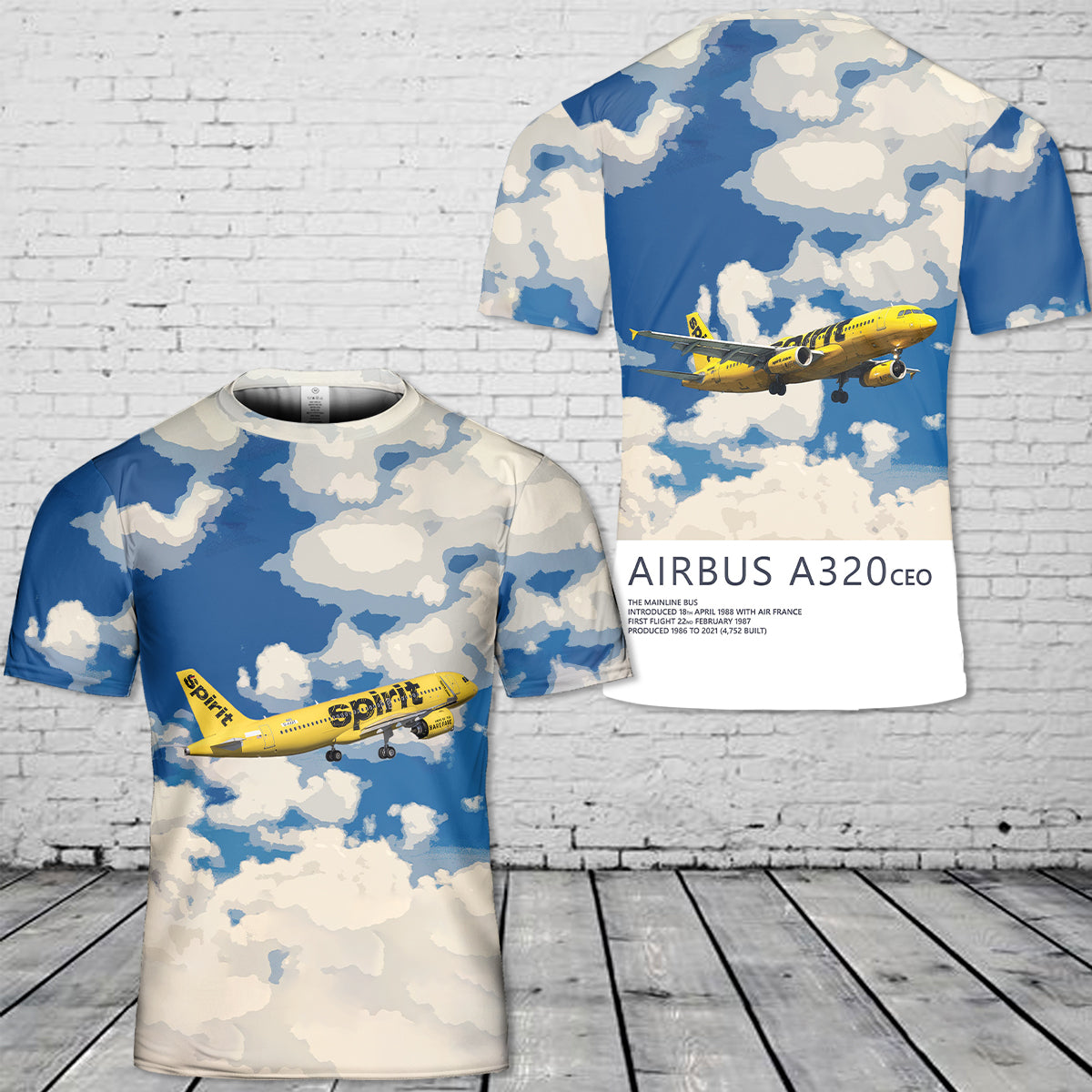 Spirit Airlines Airbus A320 3D T-Shirt