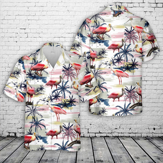 Spoonbill Bird Hawaiian Shirt