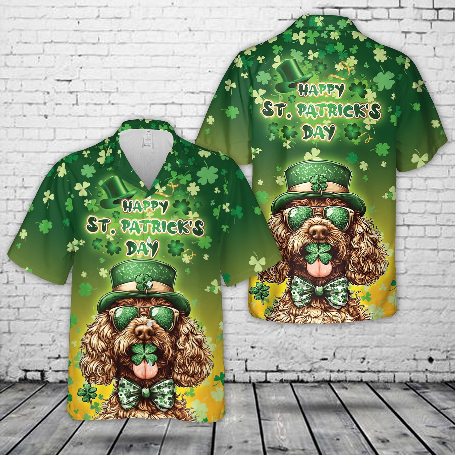 St. Patrick's Day Goldendoodle Hawaiian Shirt