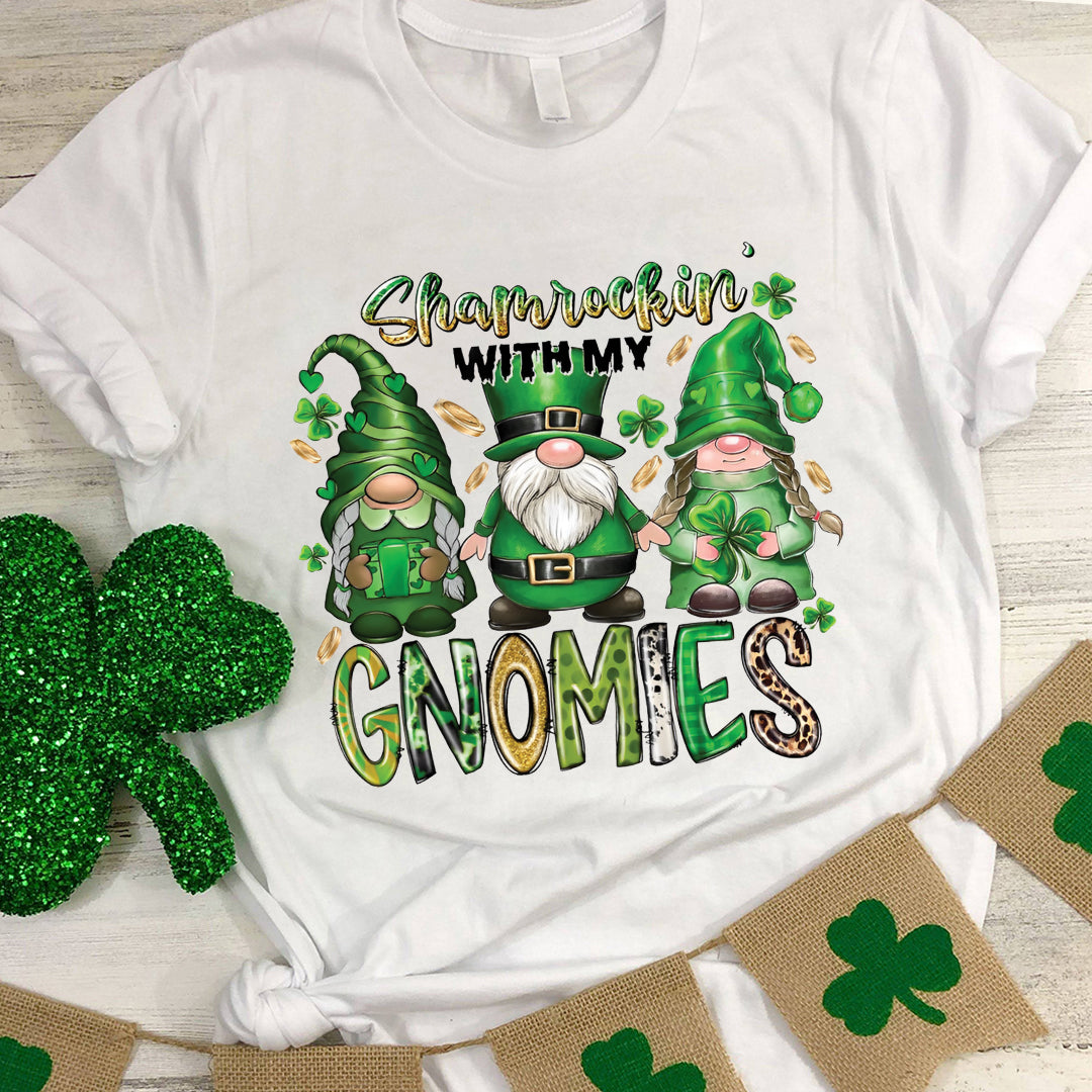 St Patrick's Day Shamrockin With My Gnomies Classic Unisex T-Shirt Gildan 5000 (Made In US)