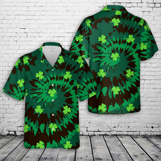 St. Patrick's Day Tie Dye Hawaiian Shirt