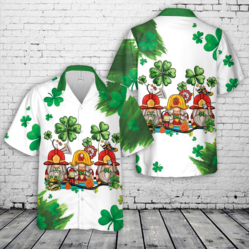 St Patrick's Day Firefighter gnomes Hawaiian Shirt