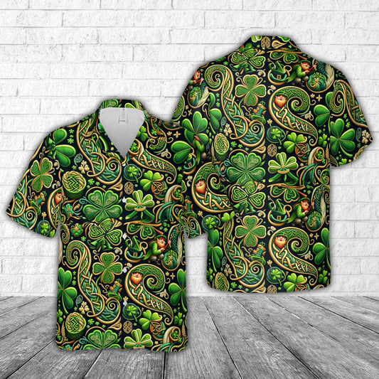 St Patrick's Day Seamless Embroidery Hawaiian Shirt