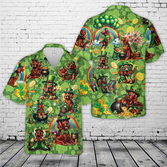 St Patricks Day Irish Setter Hawaiian Shirt